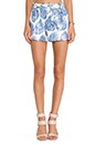 view 1 of 4 Leaf Print Easy Shorts in Ivory & Blue