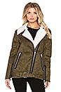 view 2 of 4 Asymmetric Suede Shearling Jacket in Olive