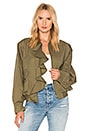 view 1 of 4 Oversized Ruffle Trim Bomber in Green