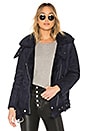 view 1 of 4 Faux Shearling Biker Jacket in Navy