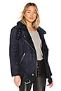 view 2 of 4 Faux Shearling Biker Jacket in Navy