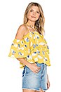 view 2 of 4 Flower Print Cold Shoulder Top in Yellow Multi
