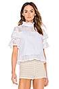view 1 of 5 Ruffle Neck Lace Mix Top in White