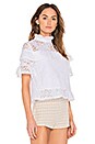 view 2 of 5 Ruffle Neck Lace Mix Top in White