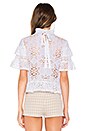view 3 of 5 Ruffle Neck Lace Mix Top in White