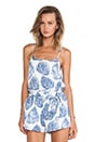 view 1 of 5 Leaf Print Cami Tank in Ivory & Blue