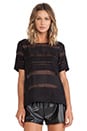 view 1 of 3 Sheer Striped Short Sleeve Top in Black