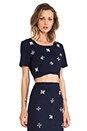 view 2 of 4 Embellished Crop Top in Navy
