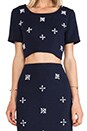 view 4 of 4 Embellished Crop Top in Navy