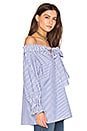 view 2 of 5 Off Shoulder Stripe Top in Navy & White