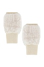 view 1 of 2 Texty Time Faux Fur Mittens in Ivory