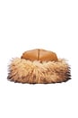 view 1 of 2 Faux Shearling Roller Hat in Chestnut & Tan