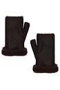 view 1 of 2 Faux Mink & Leather Fingerless Mittens in Chestnut