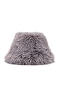 view 2 of 3 Oversized Faux Fur Bucket Hat in Light Grey