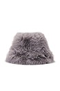 view 3 of 3 Oversized Faux Fur Bucket Hat in Light Grey