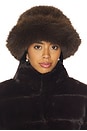 view 1 of 3 Oversized Faux Fur Bucket Hat in Chocolate