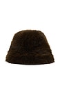 view 2 of 3 Oversized Faux Fur Bucket Hat in Chocolate