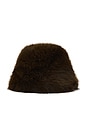 view 3 of 3 Oversized Faux Fur Bucket Hat in Chocolate