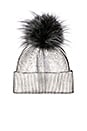 view 3 of 3 Fox Fur Pom Beanie in Silver Metallic