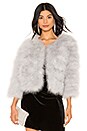 view 1 of 4 Feather Bolero Jacket in Light Grey