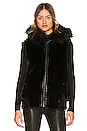view 2 of 5 Hooded Faux Fur Bomber Vest in Black