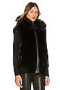 view 3 of 5 Hooded Faux Fur Bomber Vest in Black
