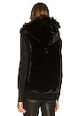 view 4 of 5 Hooded Faux Fur Bomber Vest in Black