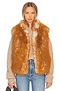 view 1 of 6 Long Hair Faux Fur Reversible Vest in Gold