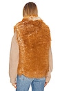 view 5 of 6 Long Hair Faux Fur Reversible Vest in Gold