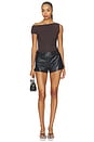 view 6 of 6 The Faux Leather Mini Trouser Short in Black