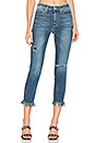 view 1 of 4 The Charlie High Rise Fray Hem Crop in Distressed Medium Blue