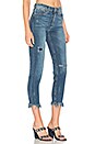 view 2 of 4 The Charlie High Rise Fray Hem Crop in Distressed Medium Blue