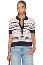 view 1 of 4 The Stella Polo Sweater in Ecru Azure Multi Stripe