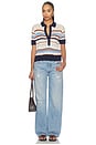 view 4 of 4 The Stella Polo Sweater in Ecru Azure Multi Stripe