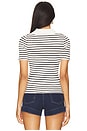 view 3 of 5 Jess Pointelle Polo Shirt in Milk & Black Stripe