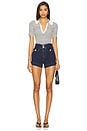 view 4 of 5 Jess Pointelle Polo Shirt in Milk & Black Stripe