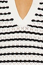view 5 of 5 Jess Pointelle Polo Shirt in Milk & Black Stripe