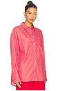 view 2 of 5 Boyfriend Button Down Shirt in Cherry Red & White Stripe