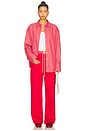 view 4 of 5 Boyfriend Button Down Shirt in Cherry Red & White Stripe