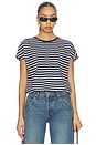 view 1 of 4 The Bubble Tee Shirt in Navy & Ecru Stripe