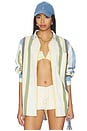 view 1 of 4 The Boyfriend Button Down Shirt in Azure Variegated Stripe