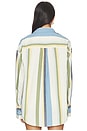 view 3 of 4 The Boyfriend Button Down Shirt in Azure Variegated Stripe