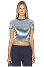 view 1 of 5 The Baby Tee Shirt in Ecru & Azure Stripe
