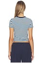 view 3 of 5 The Baby Tee Shirt in Ecru & Azure Stripe