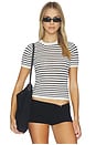 view 1 of 4 The Crochet Baby Tee Shirt in Milk & Black Stripe
