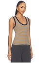 view 2 of 5 The U-Neck Tank Top in Honey & Navy Stripe