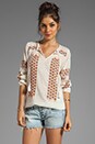 view 1 of 4 Nira Geo Embroidery Top en Off-White/Spicy Orange in Off-White & Spicy Orange