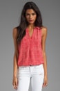 view 1 of 4 Textural Print Silk Aruna Tank in Poppy