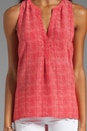 view 3 of 4 Textural Print Silk Aruna Tank in Poppy