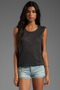 view 1 of 3 Heather Linen Slub Junie Top in Heather Charcoal